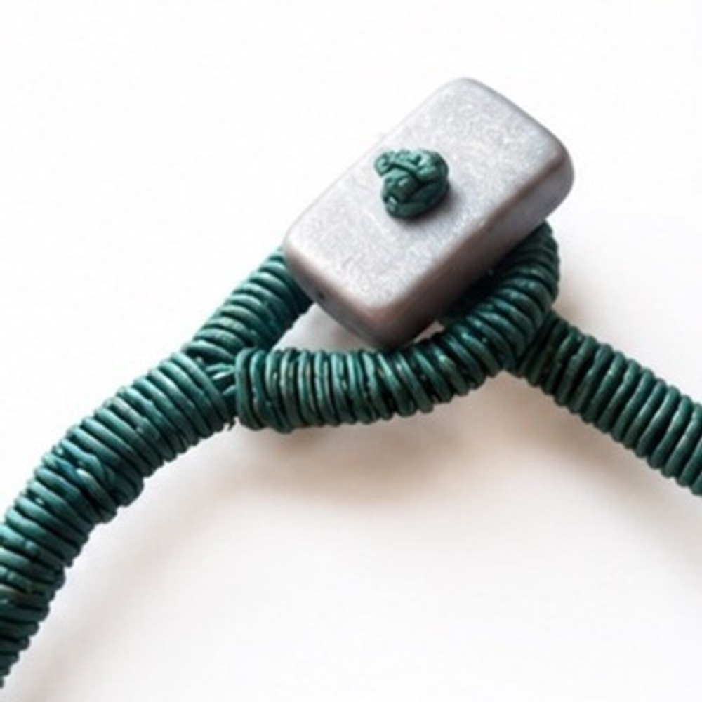 Handcrafted Multi-Strand Matte Grey Square Bead Statement Necklace Teal Cord - Picture 3 of 9